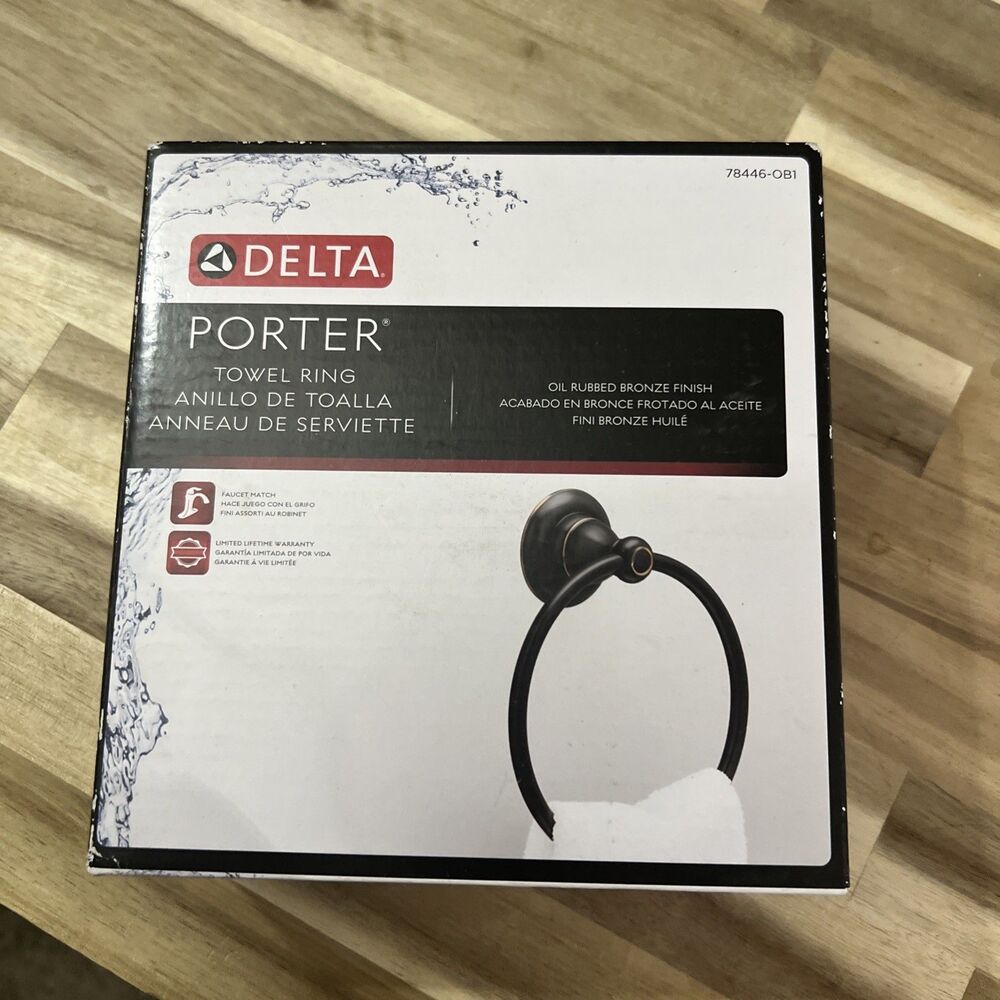 Delta Porter Round Towel Ring Die Cast Zinc Oil Rubbed Bronze 78446-OB1